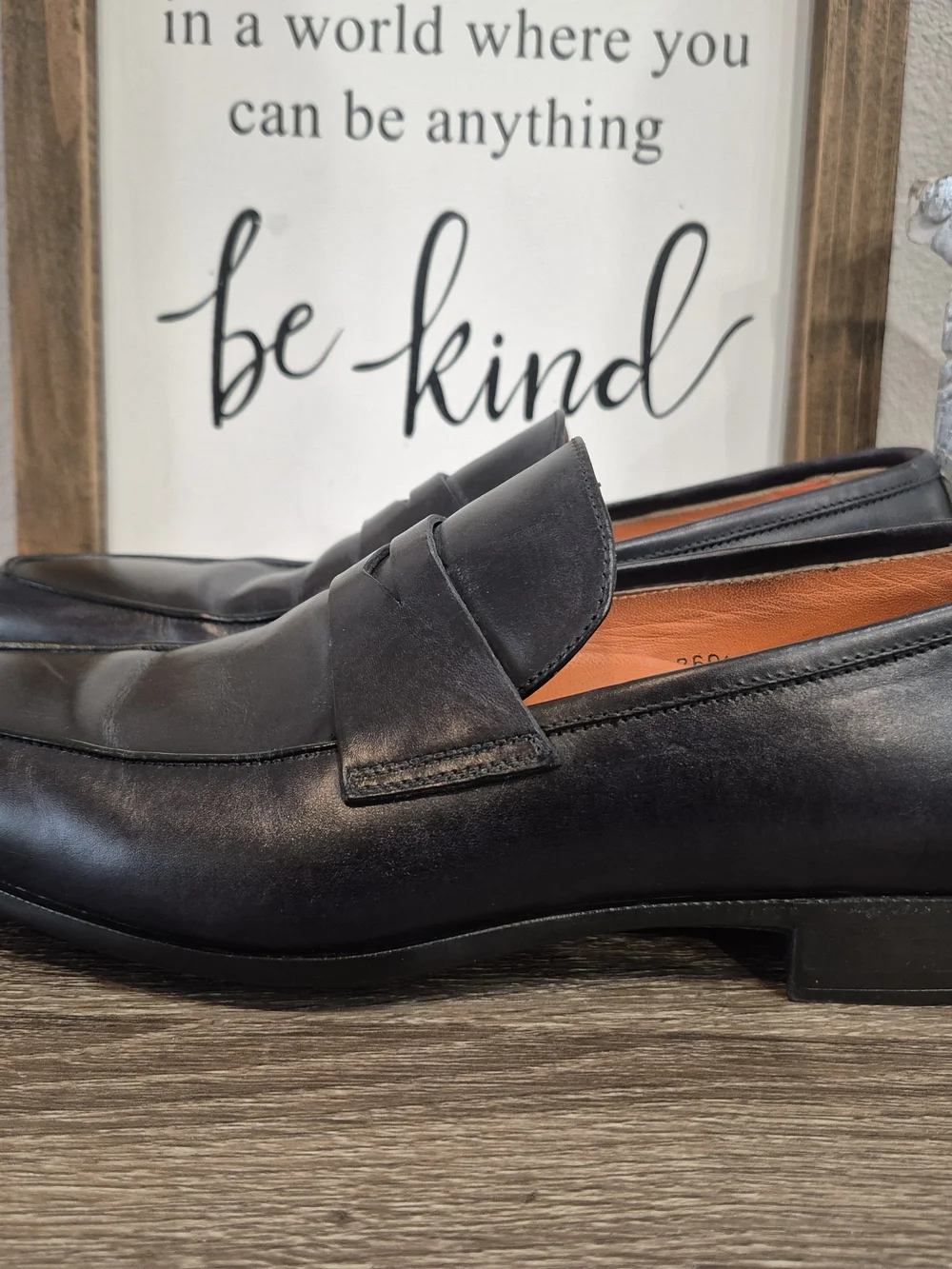 Santoni Mens Black Leather Penny Loafers Size 8 - Picture 6 of 9
